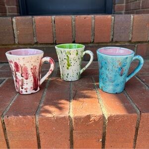 Handmade Speckled Ceramic Coffee Mug - Blue, Green, Pink